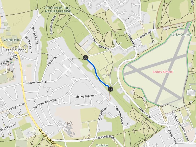 UK ROW 080 Keston Avenue to Waterhouse Lane Coulsdon hike Komoot